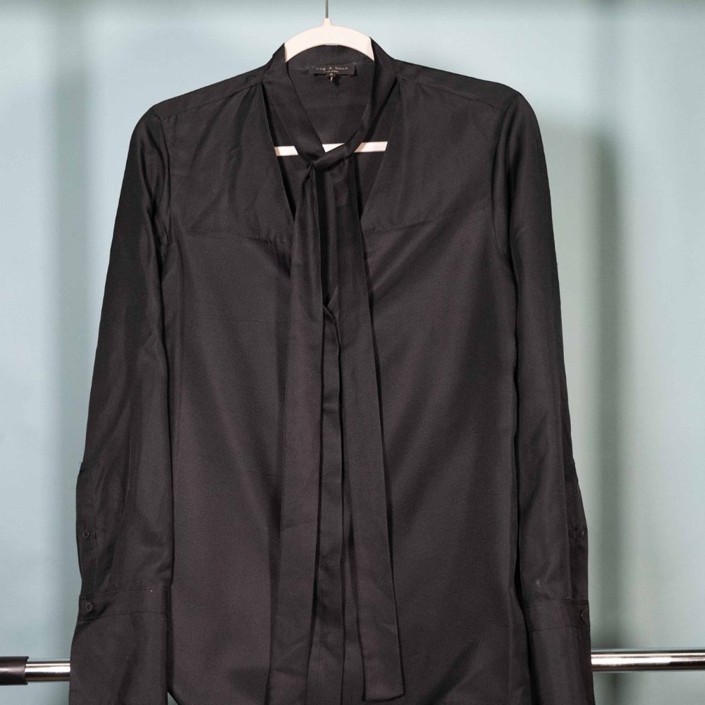 Rag & Bone Black Tie Blouse